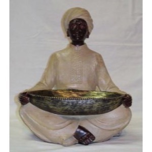 Indisk figur siddende med fad h:30cm 